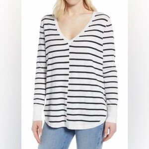 Caslon Stripe V Neck Sweater